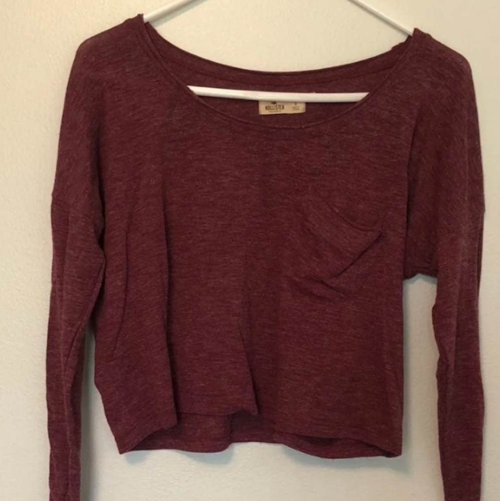 Hollister Burgundy crop long sleeve tee S